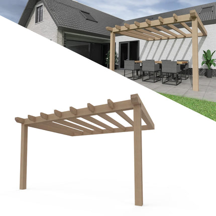 Aanbouw Veranda Douglas 3000mm diep - 150mm balken – fijn bezaagd