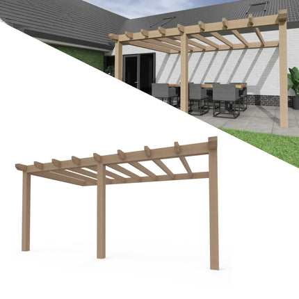 Aanbouw Veranda Douglas 3500mm diep - 140mm balken – geschaafd