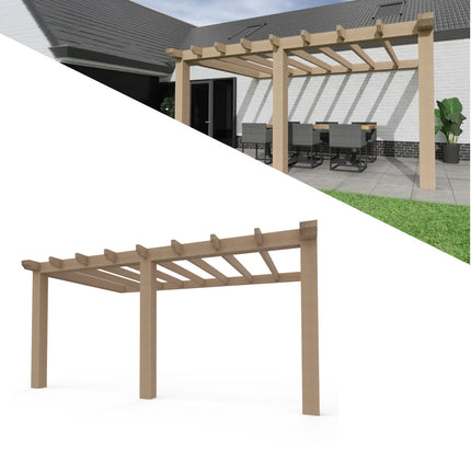 Aanbouw Veranda Douglas 3500mm diep - 190mm balken – geschaafd
