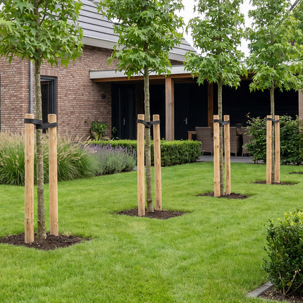 Vuren palen onbehandeld geschild