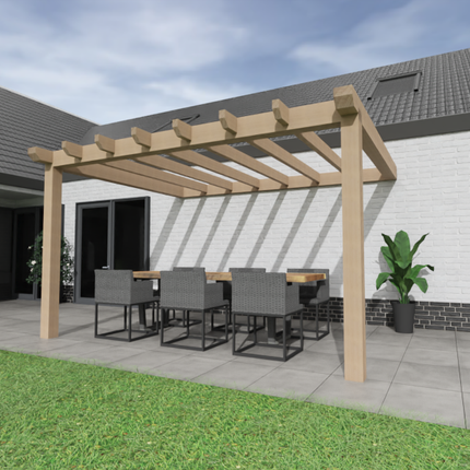 Aanbouw Veranda Douglas 3000mm diep - 140mm balken – geschaafd