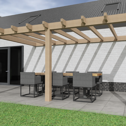 Aanbouw Veranda Douglas 3500mm diep - 140mm balken – geschaafd