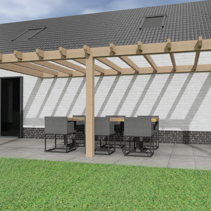 Aanbouw Veranda Douglas 4000mm diep - 140mm balken – geschaafd