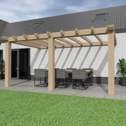 Aanbouw Veranda Douglas 3500mm diep - 190mm balken – geschaafd