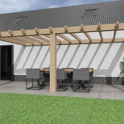 Aanbouw Veranda Douglas 4000mm diep - 190mm balken – geschaafd