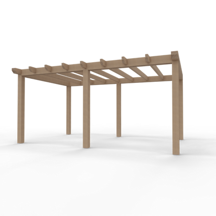 Overkapping Platdak Douglas 3500mm diep - 150mm balken – fijn bezaagd