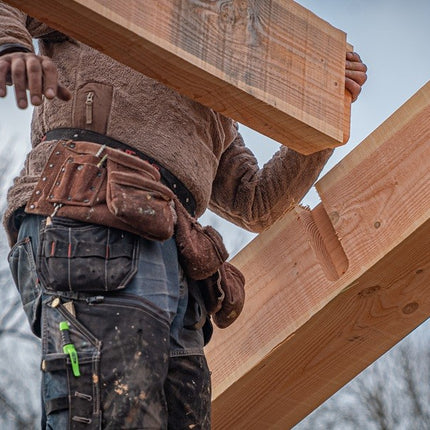Overkapping Platdak Douglas 3500mm diep - 200mm balken – fijn bezaagd