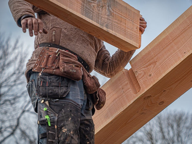 Overkapping Platdak Douglas 4000mm diep - 150mm balken – fijn bezaagd